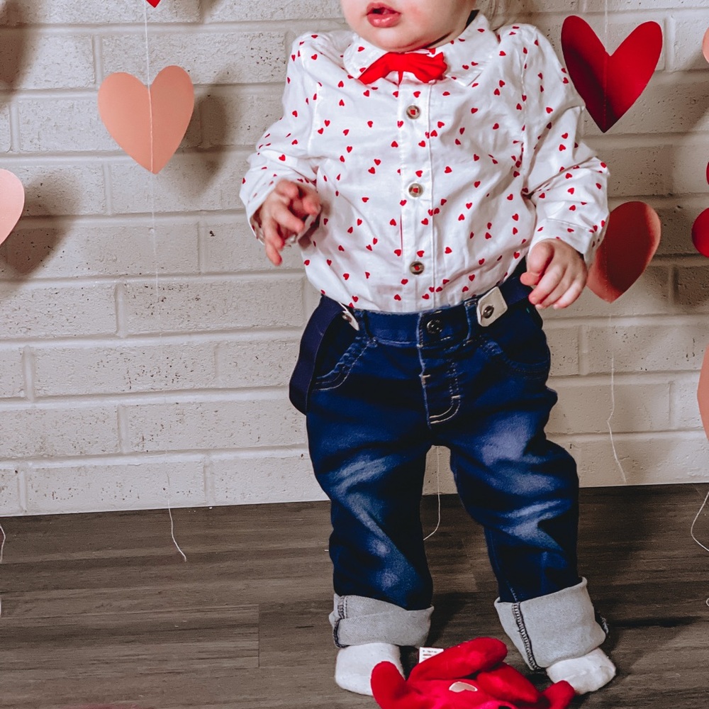 Heart button up onesie